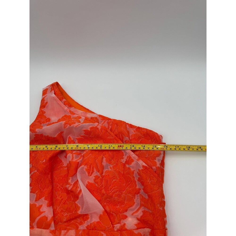 Showpo Brailey One Shoulder Wrap Front Mini Dress Women US 6 Orange Jacquard - Picture 4 of 11